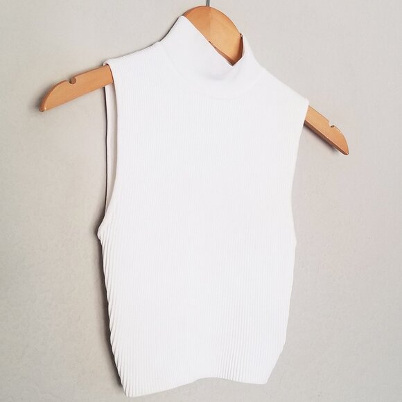 BABATON By Aritzia Sculpt Knit Mockneck Tank Size XS Ribbed Knit Crop White $68 - Picture 7 of 16
